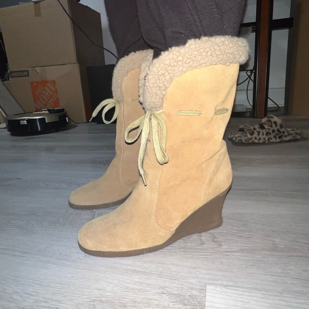 Wedged Booties Size 10. Worn Once only, in perfect condition